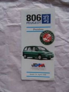 Peugeot 806 Roland Garros Preisliste 24. April 1998 NEU