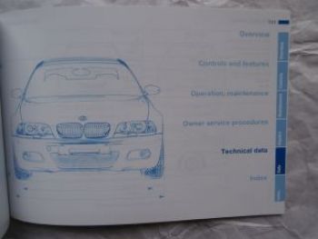 M3 E46 Coupé USA Owner´s Manual for Vehicle Februar 2004
