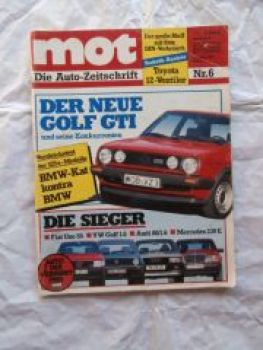 mot 6/1985 Vernunftautos: Uno 55,Golf2 1.6, Audi 80 1.6,230E W12