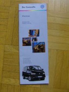 VW Preisliste Caravelle T4 5/1999 NEU