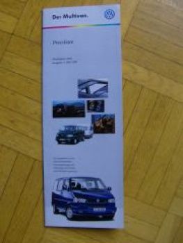 VW Preisliste Multivan T4 Mai 1999