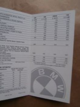 BMW 320i E21 528i E12 633CSi E24 733i E23 Pricelist USA 1981