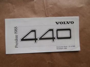 Volvo 440 Preisliste 22.August 1988