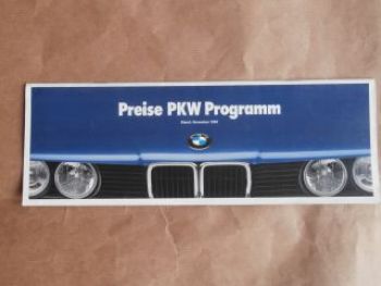 BMW Preisliste E30 E34 E32 E31 November 1989 Rarität