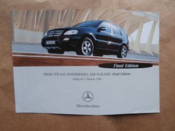 Mercedes Benz M-Klasse Final Edition 9.Februar 2004 NEU