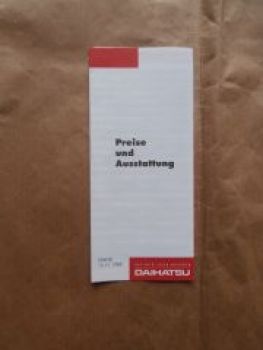 Daihatsu Preisliste und Ausstattung 15.11.1988