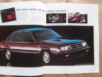 Dodge 1986 Lancer Daytona  Caravan 600 Aries K Charger