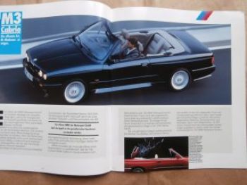 BMW M3 E30 +Cabriolet +M5 E34 Großformat Prospekt September 1988