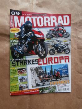 Motorrad 9/2009 Arpilia RSV4 Factory,BMW F800R,Moto Guzzi V7 Café Racer,Ducati Streetfighter S,