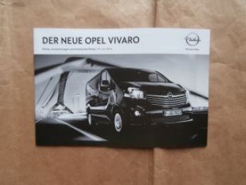 Opel Vivaro Preisliste 19. Juni 2014