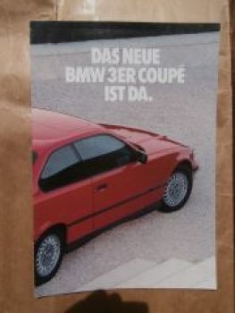 BMW 318is 320i 325i Coupé E36 Prospekt März 1992 Rarität