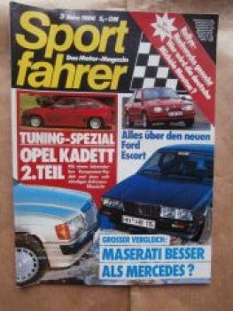 Sportfahrer 3/1986 Ford Escort,Maserati Biturbo vs. 190E 2.3-16