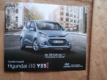 Hyundai i10 YES! Silver und Gold Prospektblatt 2015 NEU