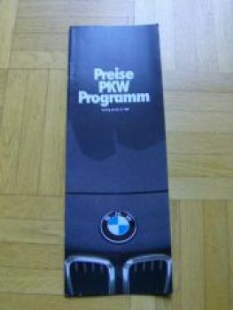 BMW Preisliste Programm 1981 E21 E28 E23 E24