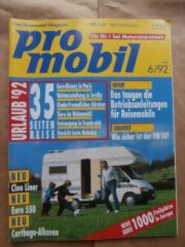 pro mobil 6/1992 Clou Liner II, Südstar auf MB 100D,Carthago 35