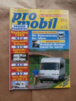 pro mobil 4/1994 Hymermobil B564,Dethleffs A 5822,Flair I,Ford N