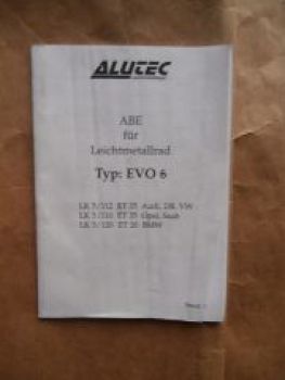 Alutec ABE LMR EVO6 Audi,DB,VW,Opel,Saab,BMW