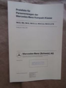 Mercedes Benz Schweiz 190D,190/E +2.3,2.6,2.3-16 5.3.1987