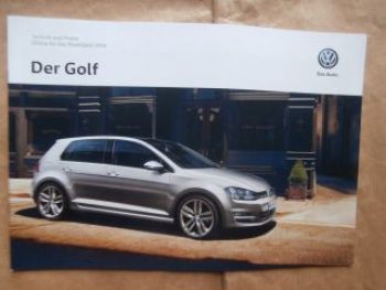 VW Golf7 Mdj. 2016 Preisliste 1. Oktober 2015