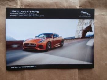 Jaguar F-Type Preisliste Modelljahr 2017 NEU