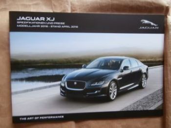 Jaguar XJ Preisliste April 2016 NEU