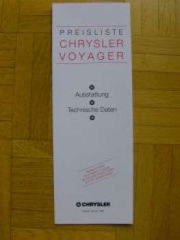 Chrysler Voyager Preisliste 1/1997 NEU