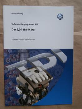 VW Service Training SSP Nr.316 der 2,0l TDI Motor Konstruktion & Funktion 103kw August 2003