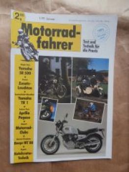 Motorradfahrer 1/1991 Yamaha SR5009,TR1,Aprilia Pegaso,Dnepr MT8