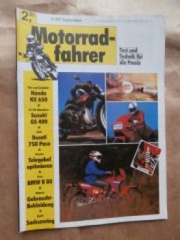 Motorradfahrer 9/1990 Honda NX650,Suzuki GS400,Ducati 750 Paso