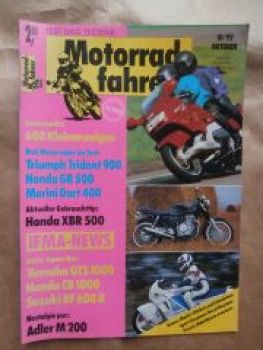 Motorradfahrer 10/1992 Triumph Trident 900,Honda GB 500,Morini D