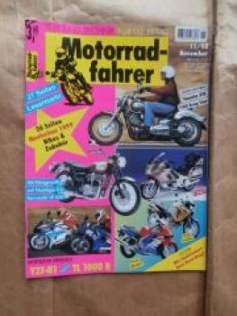 Motorradfahrer 11/1998 Yamaha XVS 1100 Drag Star,Harley Davidson