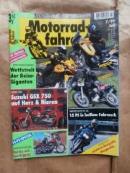 Motorradfahrer 7/1999 Suzuki GSX 750, VG: BMW R 1100GS vs. Honda