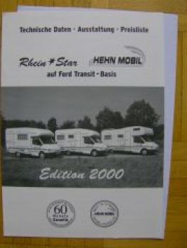 Hehn Programm Rhein Star 2000 Prospekt +Preise Ford Transit