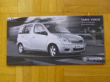 Toyota Yaris Verso Prospekt +Preisliste 6/2003 NEU