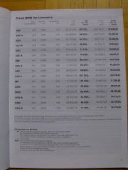 BMW Preisliste 5er Reihe Limousine/Touring E39 2000 +M5