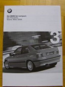 BMW Preisliste 3er Compact E36 März 2000 +Edition +Sport Limited