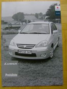 Suzuki Liana Prospekt +Preisliste 8/2007 NEU