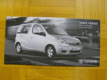 Toyota Yaris Verso Preisliste 26.5.2003 NEU
