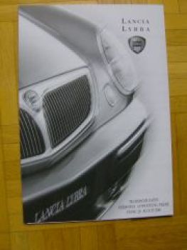 Lancia Lybra Preisliste 28.8.2001 Neu