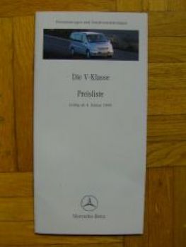 Mercedes Benz V-Klasse Preisliste 4.1.1999 NEU