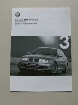 BMW Preisliste 3er Coupe E46 1999