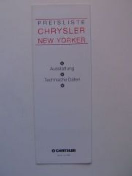 Chrysler New Yorker Preisliste 7/1995