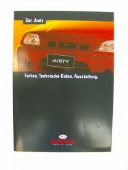 Subaru Justy Farben,Techn.Daten,Ausstattung Prospekt 9/1996