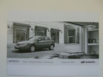 Subaru Impreza Prospekt +Preisliste 9/2007 NEU