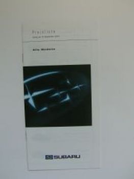Subaru Preisliste alle Modelle 10.9.2001 NEU