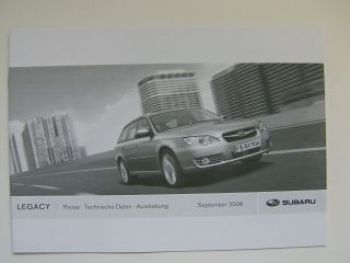 Subaru Legacy Preisliste 9/2008 NEU