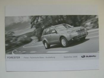 Subaru Forester Preisliste 9/2008 NEU