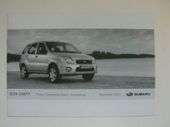 Subaru G3X Justy Preisliste +Technik+Ausstattung 9/2007