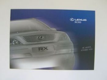 Lexus RX300 UK Englisch Prospekt 10/2000 NEU TypXU1