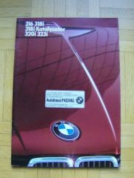 BMW 316 318i +Katalysator 320i 323i 1985 Prospekt E30
